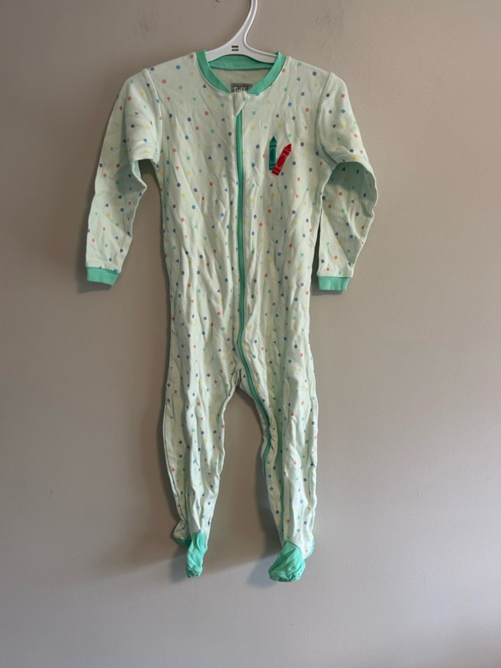 Tuffy 24m teal polka dot crayon zip up sleeper